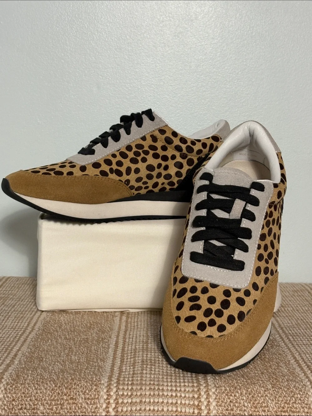 Women’s Loeffler Randall Rio Leopard Print Sneakers, Calf Hair Panels & Suede